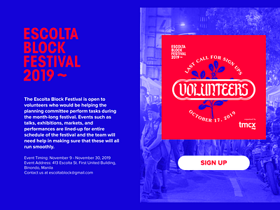 Daily UI Challenge 001 (Version 1) - Escolta Block Festival