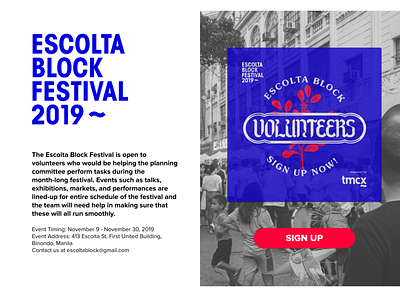 Daily UI Challenge 001 (Version 2) - Escolta Block Festival 001 dailyui dailyui 001 design festival