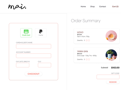 Daily UI Challenge 002 (Version 1) - Mai Accents checkout page dailyui dailyui 002 design