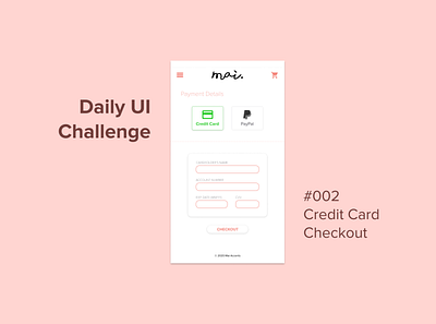 Daily UI Challenge 002 (Version 2_Android) - Mai Accents checkout page dailyui dailyui 002 design mobile ui