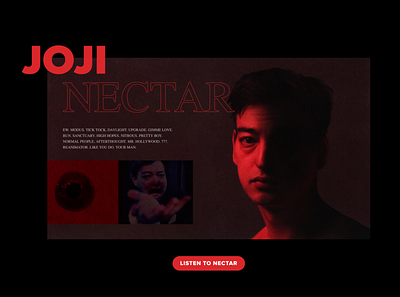 Daily UI Challenge 003 (Version 1) - Nectar by Joji Landing Page dailyui dailyui 003 design landing page music