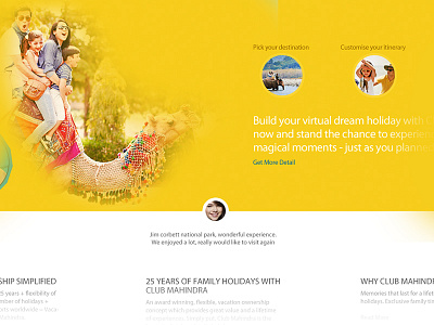 Club Mahindra club mahindra holiday landing page travel user experience user interface website yellow