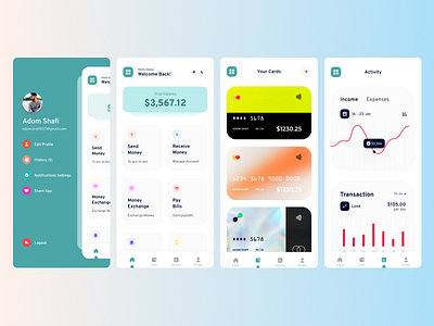 Online & Digital Banking Mobile App UI Design. app banking branding design figma finance typography ui ux