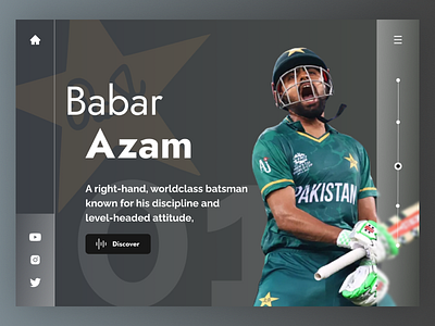 Cricket Player Babar Azam - Home Page branding cricket design figma landing page typography ui ux vector
