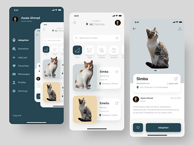 Pet Adoption Mobile App Design adoption branding cats design figma mobile app pets typography ui ux vector