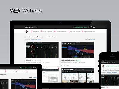 Webolio dashboard portfolio web
