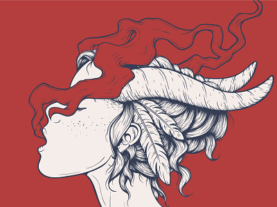 Some girl i never met character demon girl horns illustration smoking vector woman