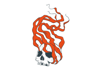 Thick smoke dead drawing illustration red skull smoke vector