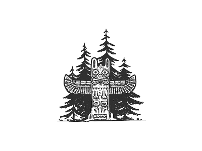 Totem dotwork illustration totem