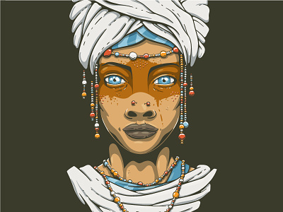 Eyes face illustration turban woman
