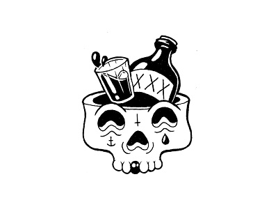 Cheeky Bastard alcohol bar booze bottle character illustration skull sticker