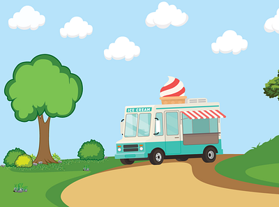Ice Cream Truck 2d art 2danimation background design design illustration illustration art vector