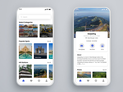 Popular places in India Tourist guide app android app design application ui mobile ui ui ui design ux ux design uxdesign uxui