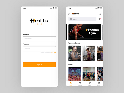 Healtho Gym App Screens