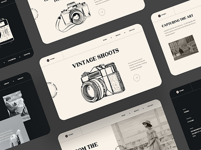 Vinsho Landing Page black colorless minimal ui ux vintage web webdesign