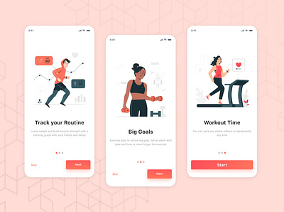 Fitness app onboarding screens app design illustration ui visual design