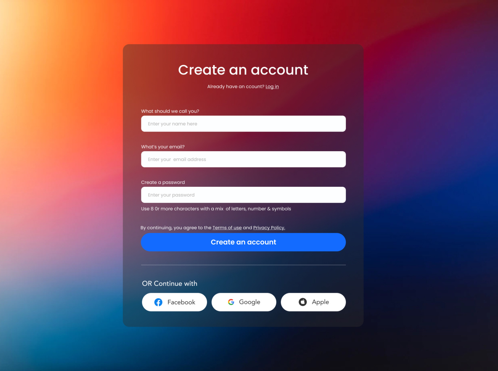 Create an account UI/Visual Design Part 1 (Black Glassmorphism) by ...