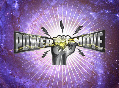 Power Move Logo abstract logo branding business logo custom logo electric fist font based galaxy illustration logo logo design move power