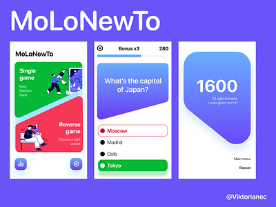 MoLoNewTo - iOS game quiz concept redesign app design appstore game ios quiz