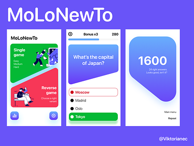 MoLoNewTo - iOS game quiz concept redesign