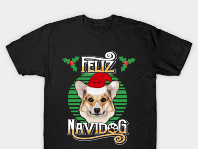 Feliz Navidog Corgi Dog Holiday Merry Christmas.