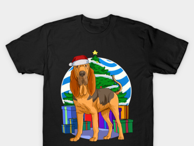 Bloodhound Dog Cute Santa Christmas Gift.