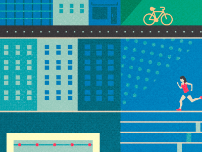 Being active biking buildings patterns sports
