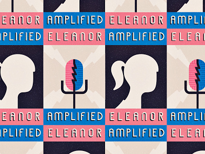 Eleanor Amplified Podcast Logo adventure branding female identity kids kimpossible logo microphone podcast radio shenanigans vintage