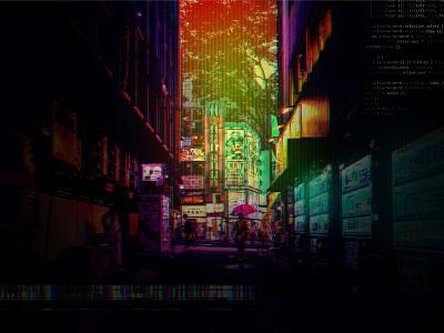 Cyber alley cyberpunk photoshop web