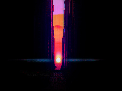 Sunset in the city illustration photoshop synthwave