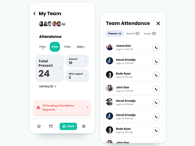 Attendance tracker for Blue-collar workers team app design mobile ui ux