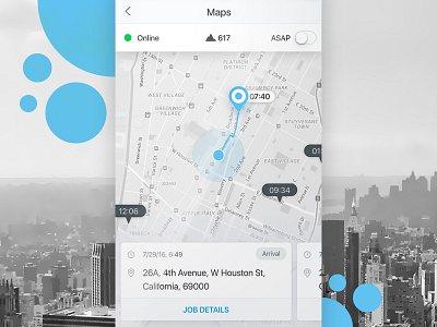 Map screen IOS design, First attempt cards ios location map mobile ui ux white