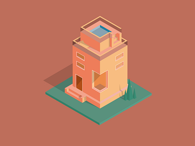 Isometric house with a swimming pool design graphic design house illustration isometric vector