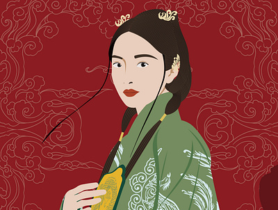 colour and monotone chinese design flat illustration vector