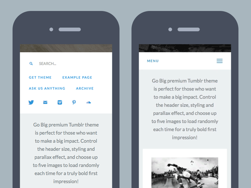 Mobile Menu - Before + After big device go hamburger hidden menu mobile precrafted responsive theme touch tumblr