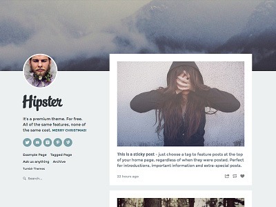 Hipster - Free Tumblr Theme flat free hipster minimal precrafted social theme tumblr