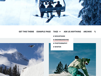 Tip-Top Tumblr Theme drop down flat menu minimal precrafted snowboarding theme tumblr ui
