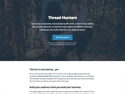 Propeller Demo Site conversion header landing page minimal propeller single page startup typography ui