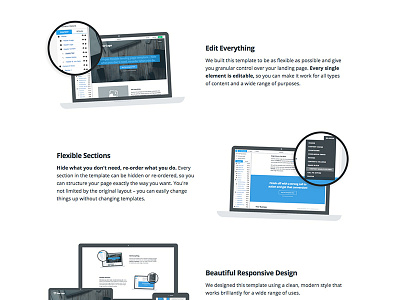Touch Down Detail conversion full screen landing page leadpages marketing template theme ui ux web design