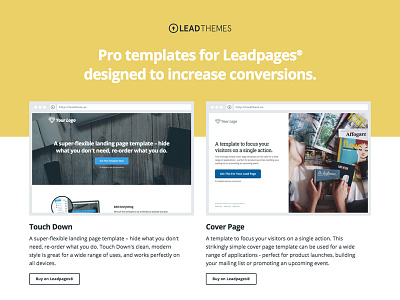 LeadThemes Home Page conversion landing page leadpages marketing template theme ui ux web design