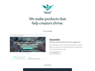 Legendary Creature agency flat green minimal typography ui ux web design white