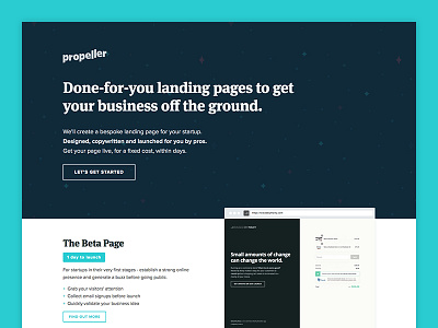Propeller home page agency bespoke designer flat front end development landing page marketing minimal typography ui ux web design