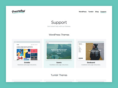 Precrafted Support Section documentation knowledge base portfolio precrafted support themes tumblr wordpress
