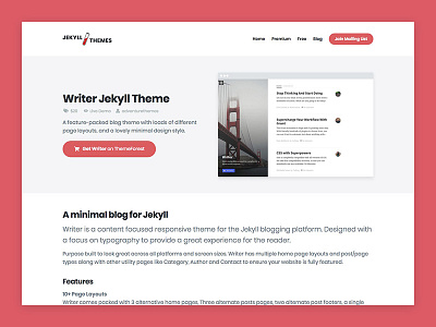 Jekyll Themes – Theme details page blog jekyll jekyllrb portfolio static themes web design website