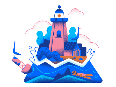 lighthouse on a triangle design illustration texture