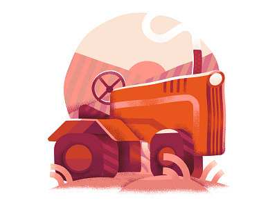warped tractor illustration
