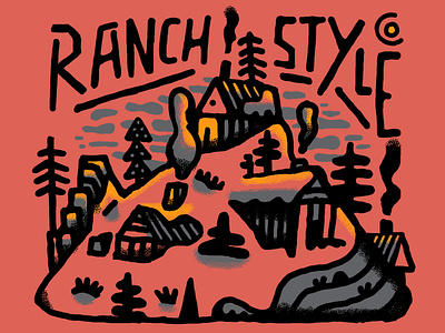 Ranch style handlettering illustration texture