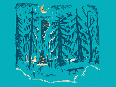 Woodcut winter wonderland