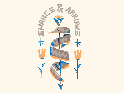 Snakes and arrows handrawn illustration type