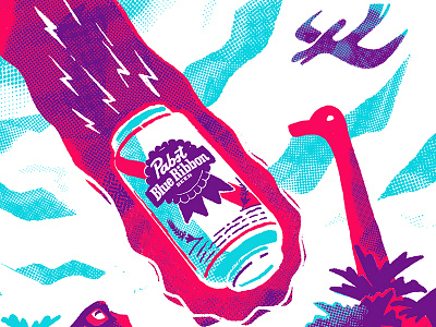 A Canned Theory dinosaurs halftone illustration pbr
